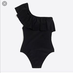 J Crew Factory One Shoulder Ruffle Swimsuit